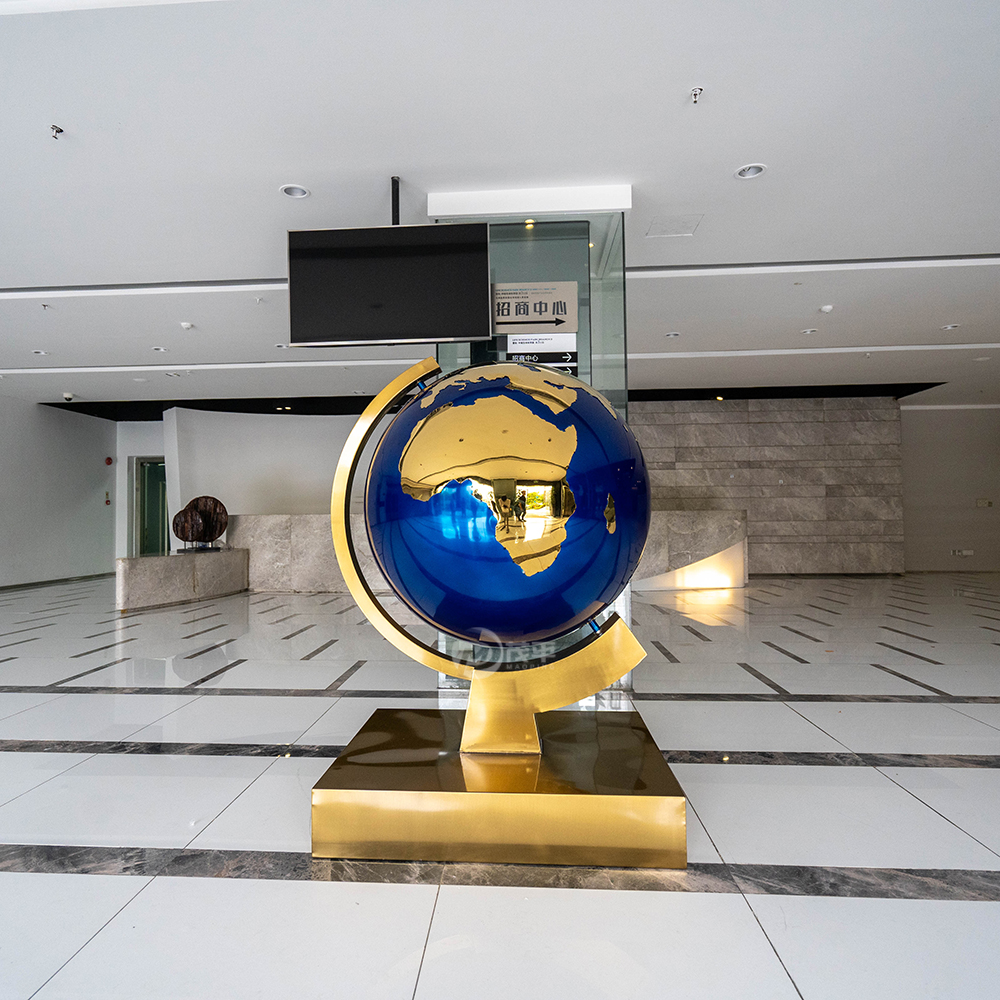 Luxury Interior Accessory Colorful Rotating Stainless Steel Globe Sculpture  For Home Hotel Office Decorations  MP-I0002
