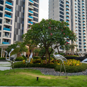 Stainless steel crane sculpture for garden decoration MP-O0003