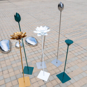 Garden Pool Decoration Stainless Steel Lotus  Sculpture Flower Metal Sculpture-MP-O0016
