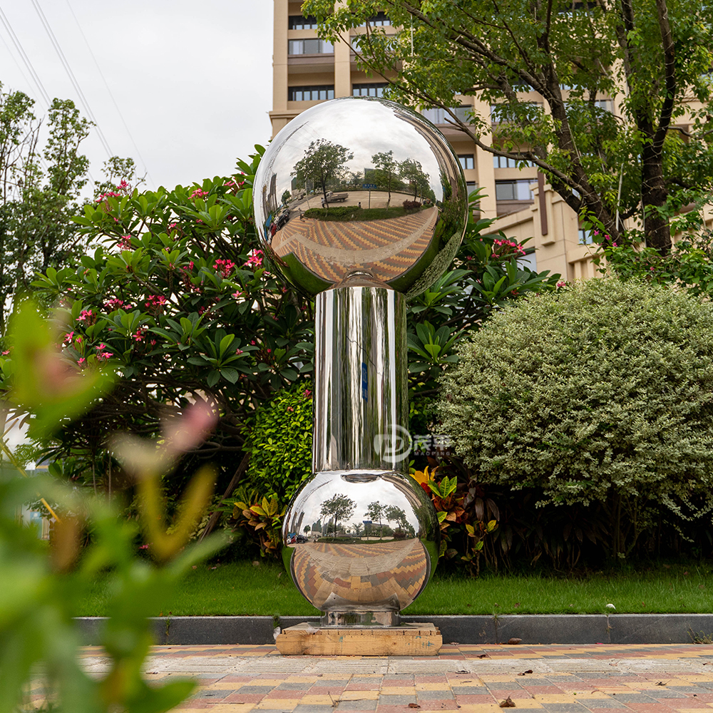 Mirror Polished Metal Ball Statue Outdoor Garden Modern Abstract Stainless Steel Sculpture  MP-O0031