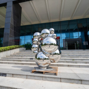 Custom Different Size Mirror Stainless Steel Stacked Balls Sculpture Garden Decoration Statue MP-B0003