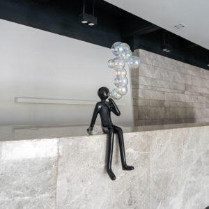 Modern Art China Fiberglass Crafts For Gifts Girl Blowing Bubble Sculpture Make Home Decor MP-H0002