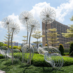 Outdoor Large Metal Statue Creative Stainless Steel Dandelion Garden Decoration MP-O0033