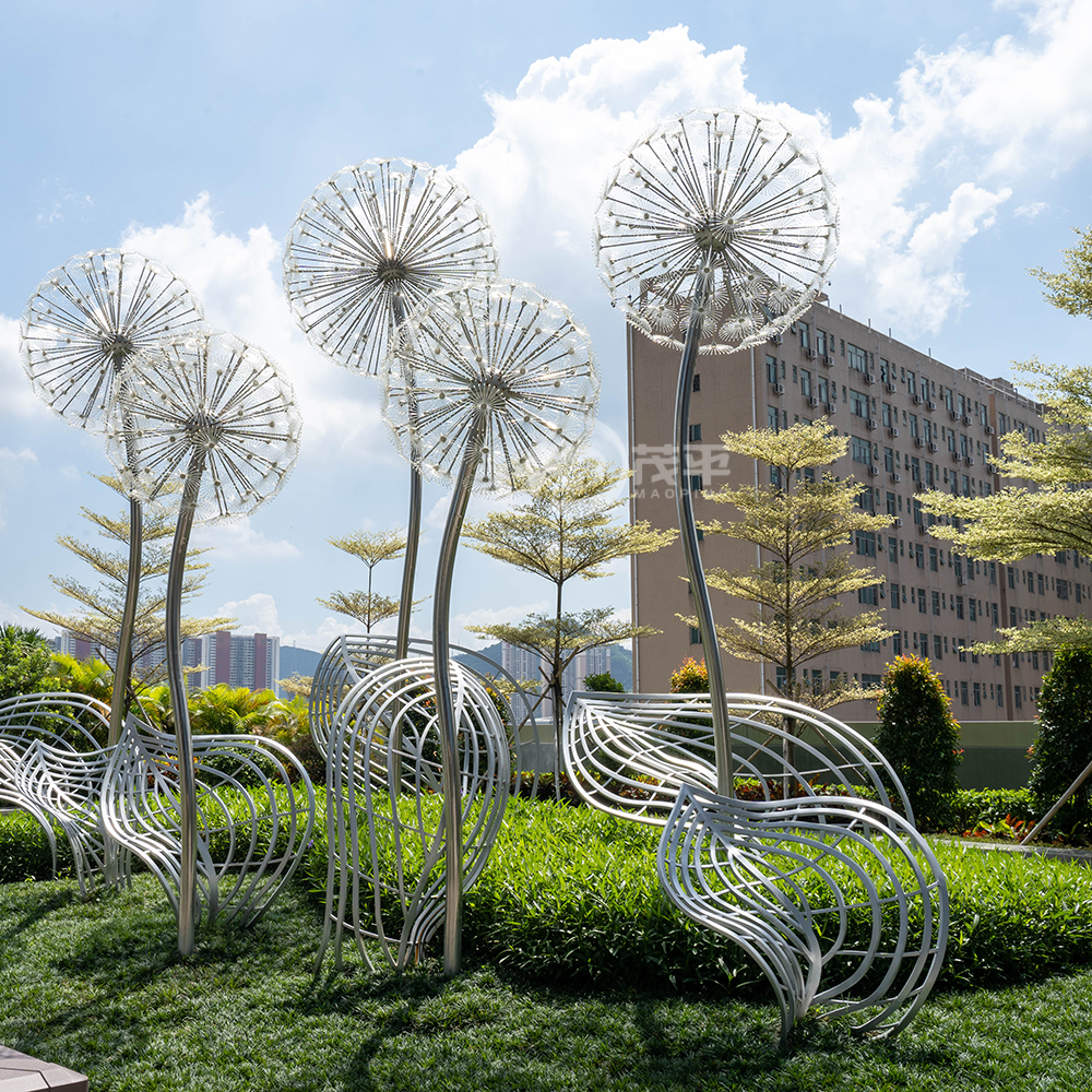 Outdoor Large Metal Statue Creative Stainless Steel Dandelion Garden Decoration MP-O0033