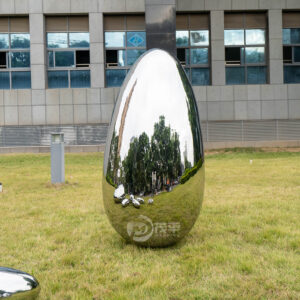 Home Park Decor Stainless Steel Egg Shape Sculpture Mirror Ball For Garden Decorative MP-O0029