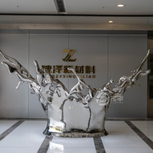 High End Creative stainless steel metal furniture company Mirror Polished Front Desk MP-I0011