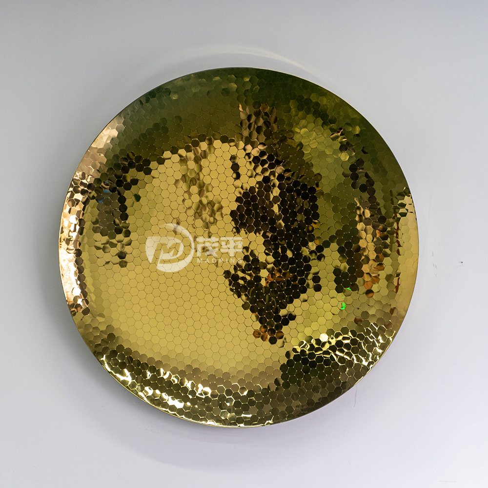 Gold Wall Art Indoor Gold Living Room Accessories Hexagonal Stainless steel polished Concave For Home Hotel Wall Decoration MP-I0009