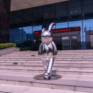 Custom cute rabbit sculpture crafts stainless steel animal sculpture for garden decoration MP-O0038