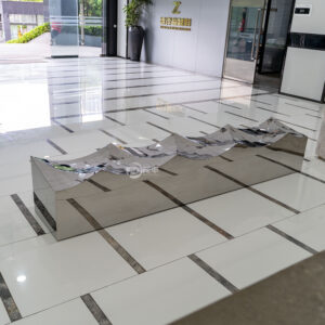 Outdoor Large Mirror Metal Wave Bench Creative Stainless Steel Sculpture Garden Decoration MP-O0037