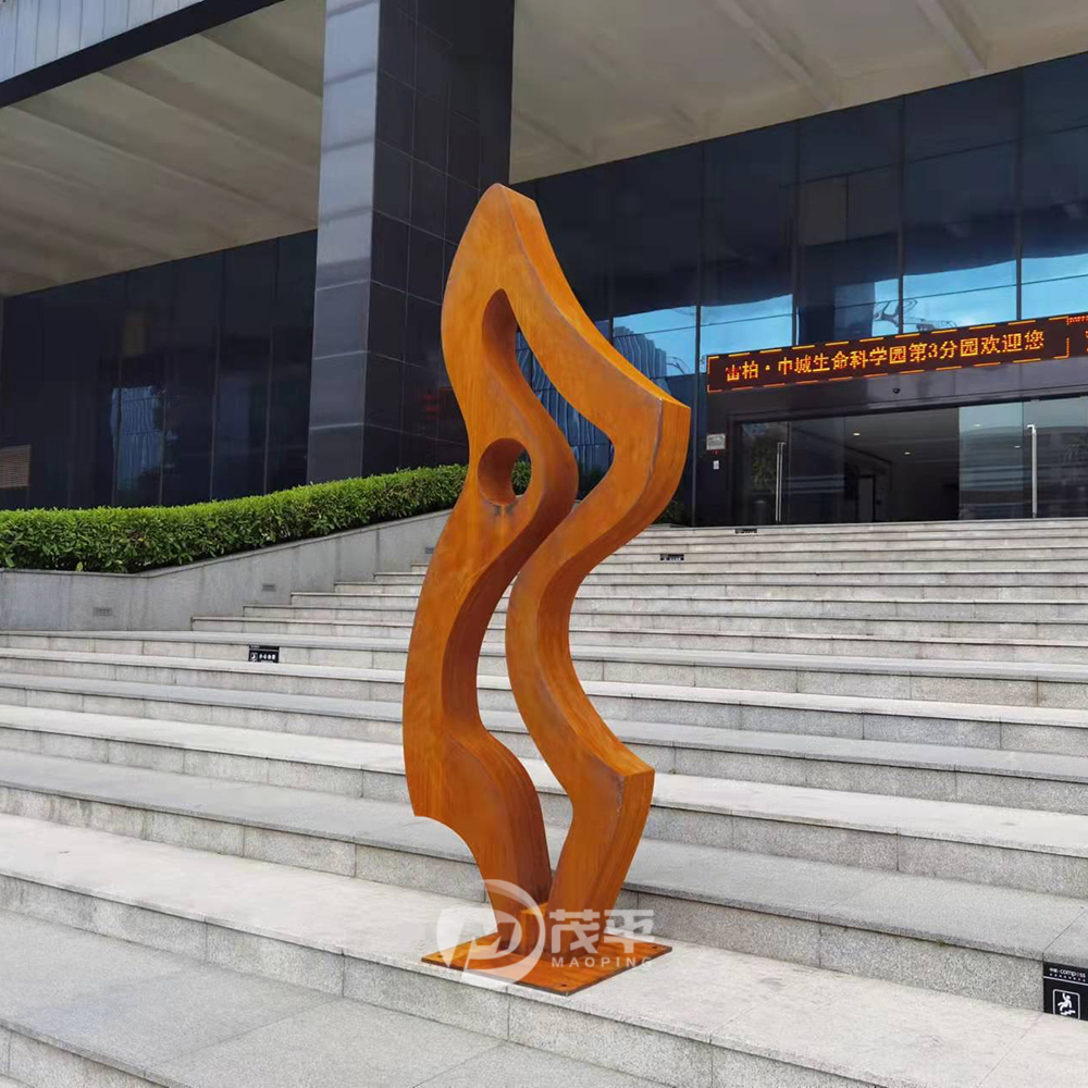 Outdoor Garden Landscape Corten Steel Sculpture Modern Decoration Real Estate Abstract Large Ornaments MP-O0032