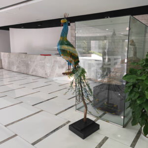 Handmade Interior Decoration Crafts sculpture big colorful peacock statue indoor ornament MP-I0019