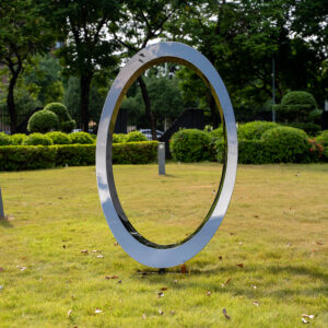 Stainless Steel Art  Mirror Oval Sculpture Large Metal Outdoor Sculpture Garden Park Decoration MP-O0053