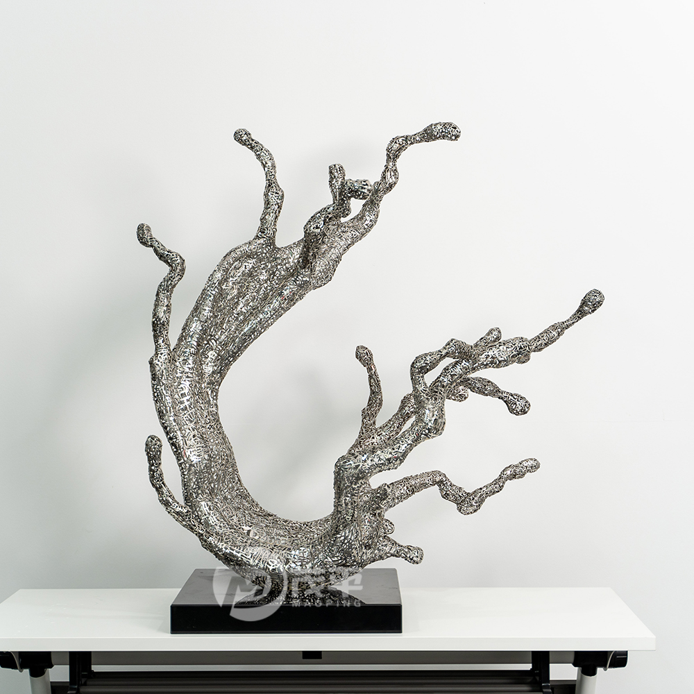 Creative Hollow Stainless Steel Wave Sculpture Abstract Thousand Character Statue Garden Plaza Decoration MP-I0016