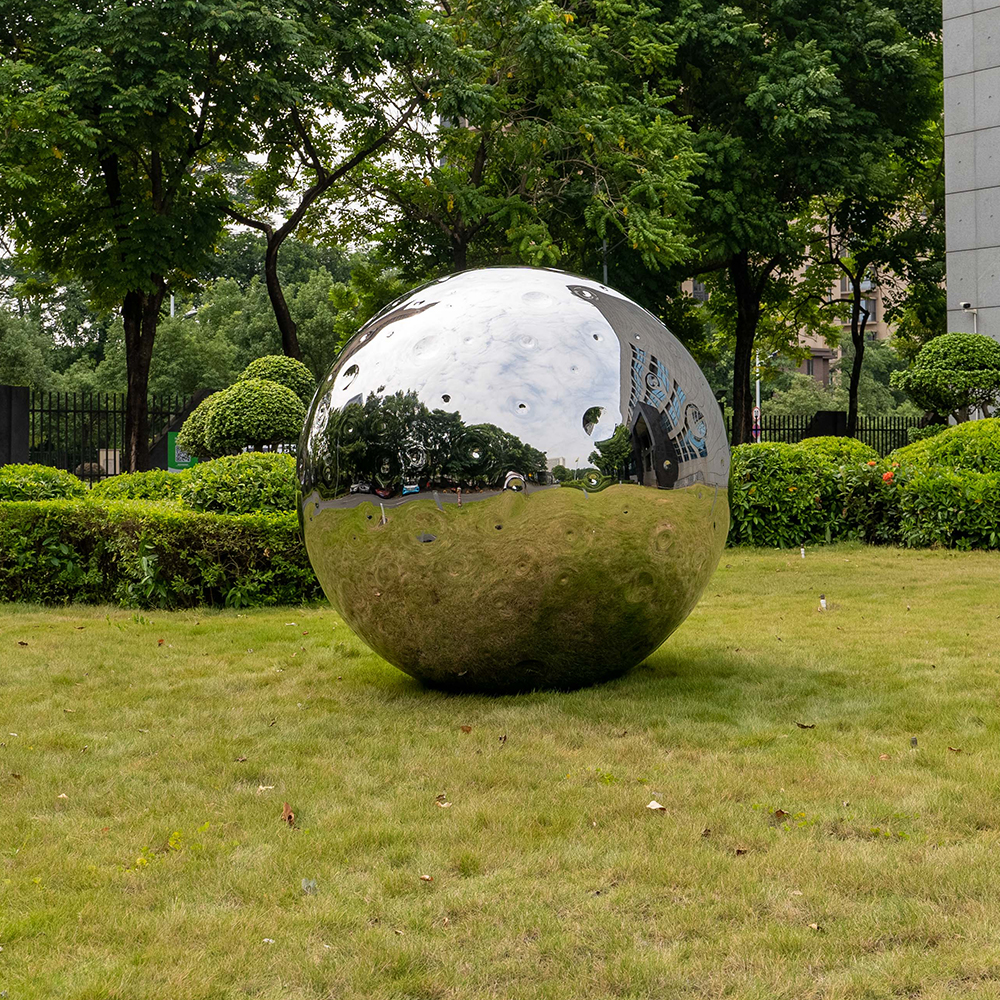 Stainless Steel Moon Sculpture Real estate Large Outdoor Hollow Ball Landscape Sculpture MP-B0009