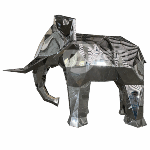 Outdoor Garden decoration Mosaic Stainless Steel Sculpture Life size Mirrored Geometric Baby Elephant sculpture MP-O0059