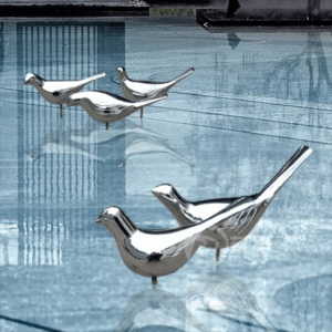 Home Decoration Stainless Steel Pigeons Sculpture Garden Ornament Animal Sculpture MP-I0026