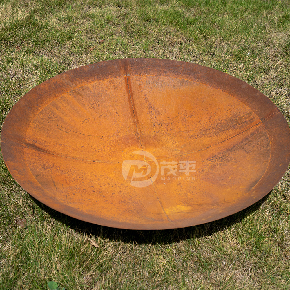 outdoor sculpture creative corten steel concave pot lawn decoration MP-O0069