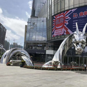 Outdoor Large Sculpture shopping Mall Decoration Stainless Steel Dragon Sculpture MP-O0079