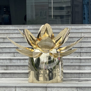 Outdoor decoration water featurestainless steel golden flower fountain MP-O0081
