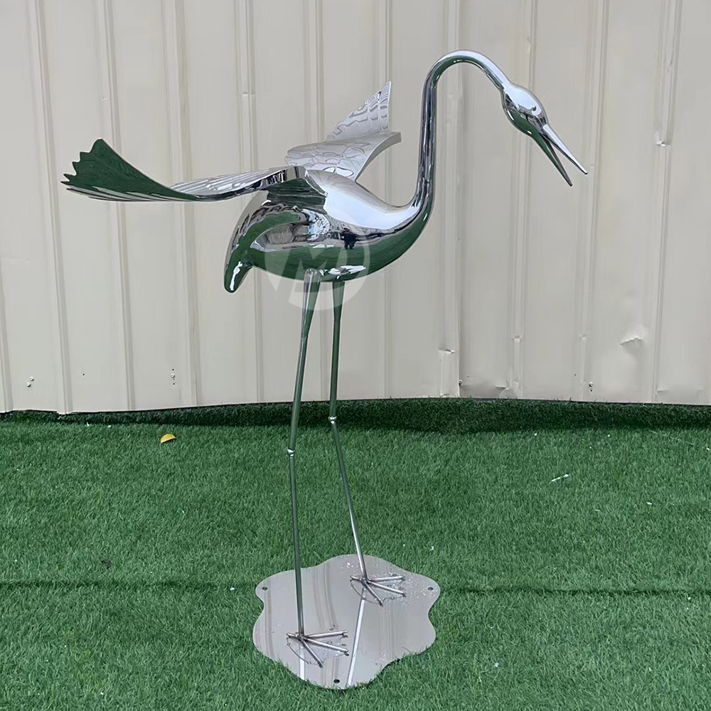 Outdoor Metal Crane Garden Sculptures Decoration Animal Figurines Lawn Ornament MP-O0103