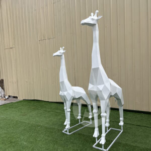 Garden Metal Craft Large Animal Sculptur Statue Stainless Steel Giraffe Sculptures MP-AN017