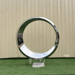 Stainless Steel Moon Sculpture Production Real estate Large Outdoor Hollow Luminous Circular Sculpture MP-O0101