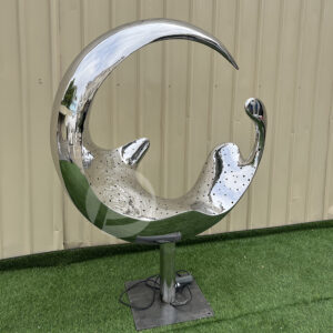 Wholesale Indoor Home Decor Stainless Steel  Moon Sculpture With LED Light  MP-O0100