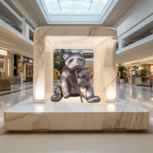 Outdoor theme park decoration large stainless steel panda sculpture MP-O0084