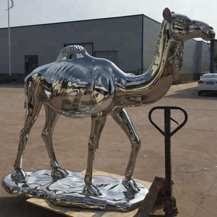 Metal Camel Sculpture Garden Stainless Steel Animal Statues Decor Outdoor Patio Garden Ornaments MP-O0115