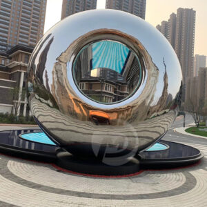 Outdoor Decorative Stainless Steel Sculpture Mirror Cute Doughnut Sculpture Decoration MP-O0134