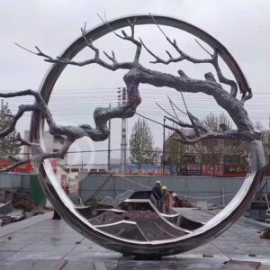 Modern Outdoor Garden Metal Art Statue Stainless Steel Large Circle Sculpture MP-O0143