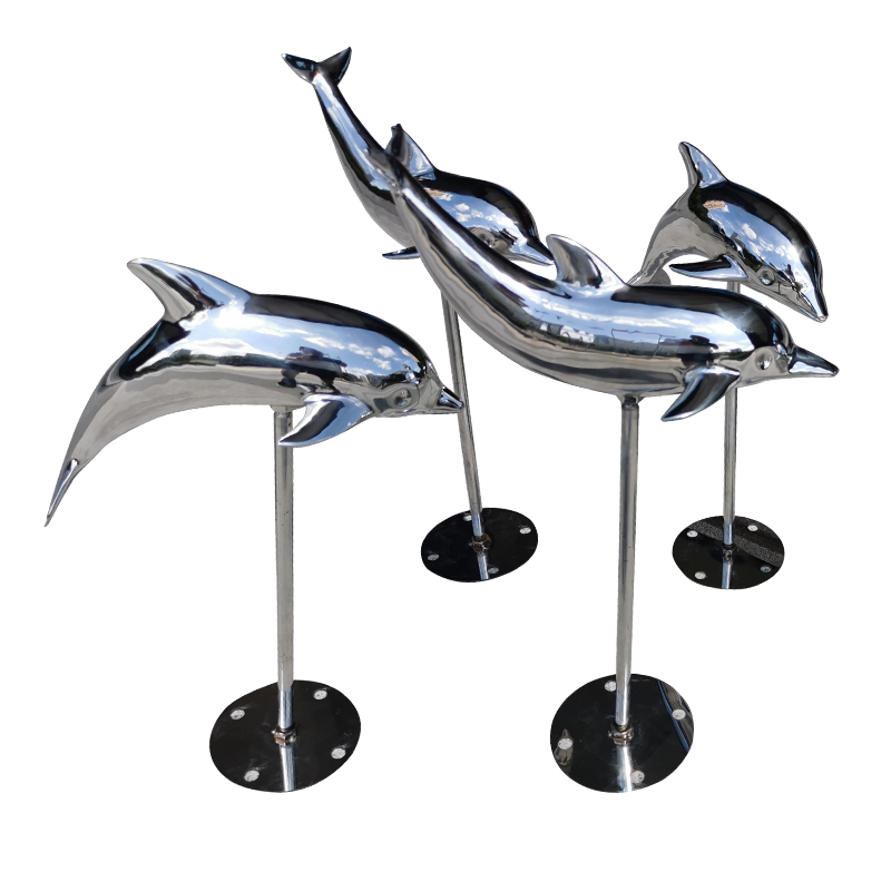 Metal Art Dolphin Ornament Stainless Steel Sculpture Indoor Decor MP-I0036