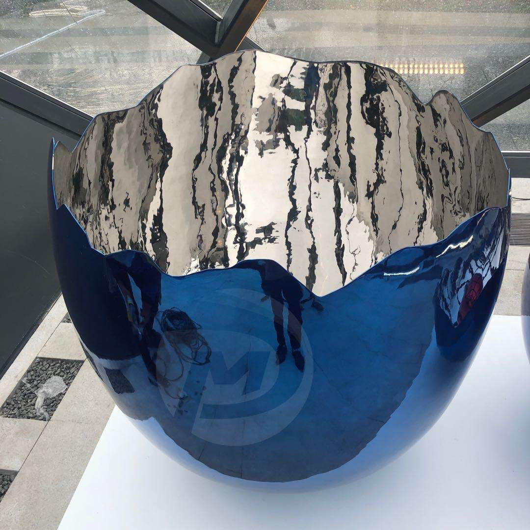 hotel lobby egg shaped decoration mirror polished stainless steel sculpture indoor sculpture MP-I0037