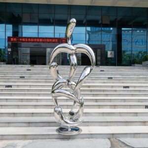 Larger Outdoor Sculpture Abstract Fish School Stainless Steel Sculpture Garden Square Oranment MP-O0127