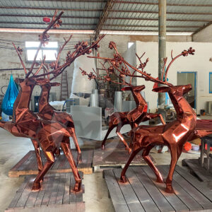 Large Outdoor Ornaments Metal Art Deer Sculpture Stainless Steel Sculpture Aniaml Statue MP-O0123