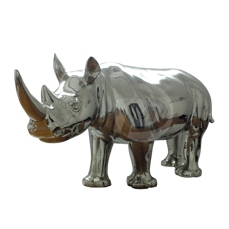 Mirror polished metal stainless steel animal sculpture metal craft rhinoceros sculpture MP-O0104