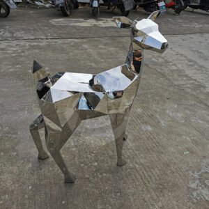 Metal Art Fashion Animal Figurines Staiinless Steel Baby Deer Sculpture Decoration Home MP-O0124