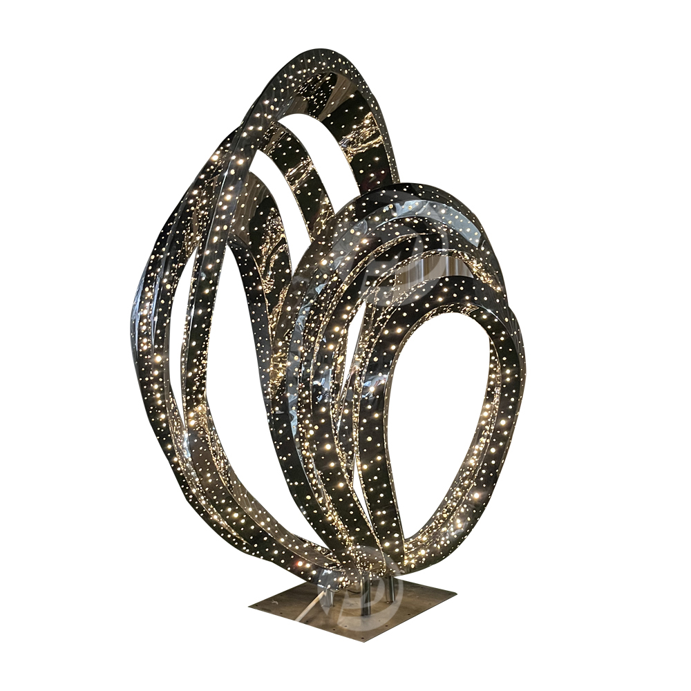 Outdoor lake pond pool garden modern stainless steel abstract whale sculpture home decor light sculpture  MP-O0153