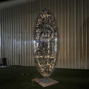 Stainless steel egg sculpture with led light outdoor decoration sculpture MP-O0160