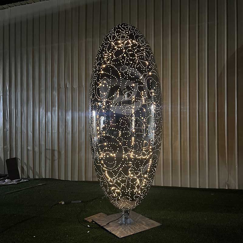 Stainless steel egg sculpture with led light outdoor decoration sculpture MP-O0160