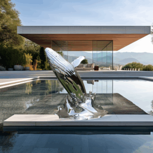 Stainless Steel Large Whale Sculpture For Pool Decoration