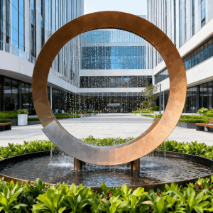Modern Stainless Steel Fountain Sculpture