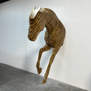 wooden horse wall sculpture 1