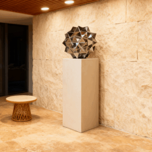 Geometric Stainless Steel Sculpture for Interior Decoration – Modern Mirror Polished Metal Art