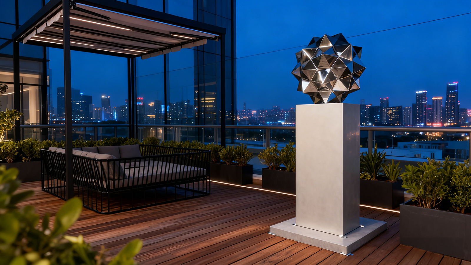Geometric Faceted Stainless Steel Sculpture 6