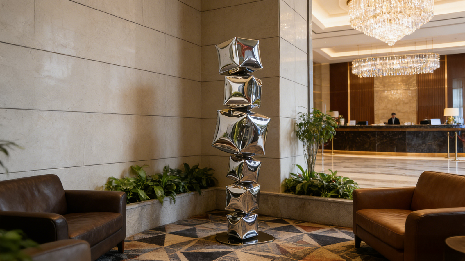 Steel Stacked Cube Sculpture 4