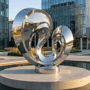 Large Stainless Steel Abstract Loop Sculpture for Outdoor Public Spaces