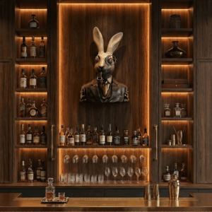 Fiberglass rabbit sculpture for wall decor