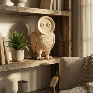 Minimalist Fiberglass Owl Sculpture for Interior Decor 9
