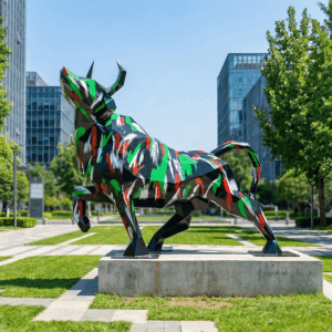 Abstract Stainless Steel Bull Sculpture for Outdoor Public Art & Commercial Landscapes
